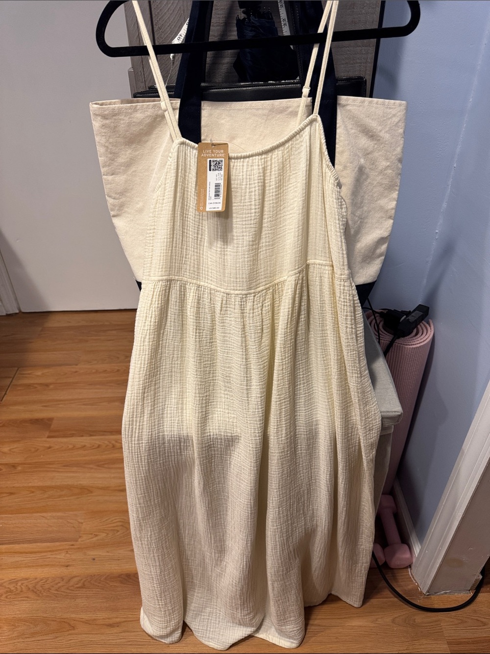 Eddie Bauer Cream Gauze Maxi Dress with Spaghetti Straps